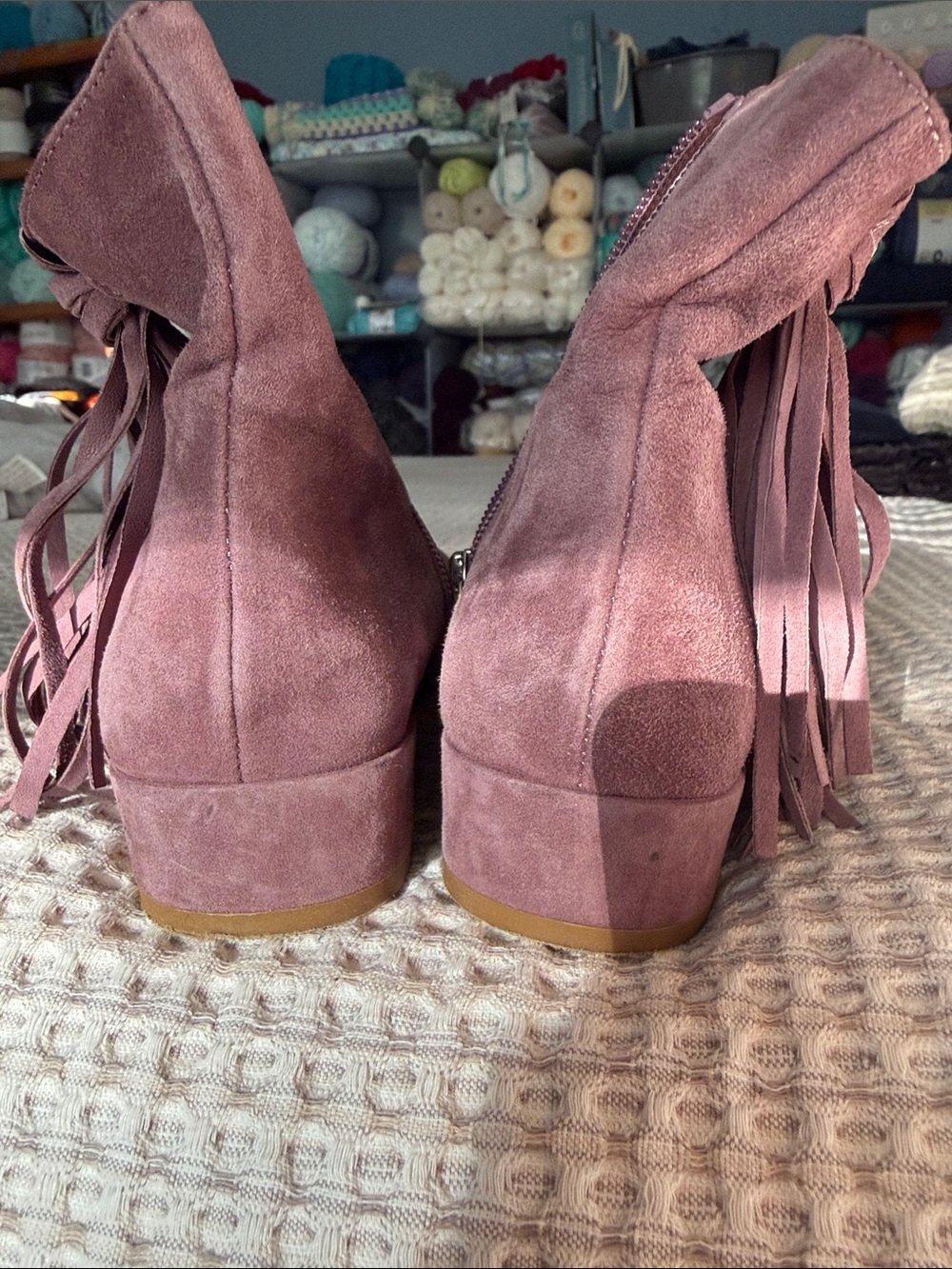 Women’s Suede Fringe Ankle Boots - Dusty Mauve by Free People in size 37 - Picture 7 of 7